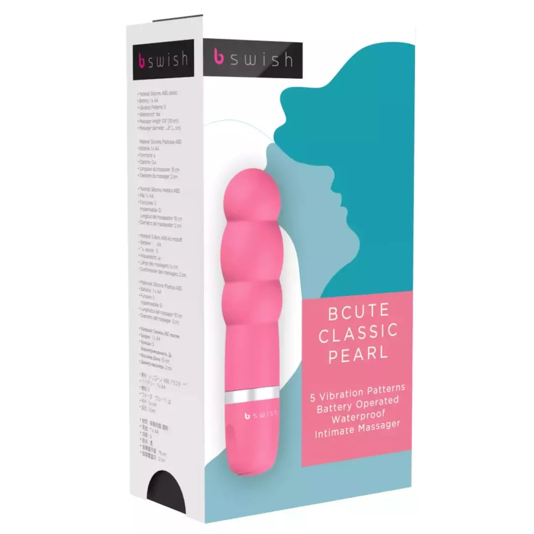 B Swish Bcute Classic Pearl Guava – kompaktiškas silikoninis masažuoklis, 10 cm, atsparus vandeniui