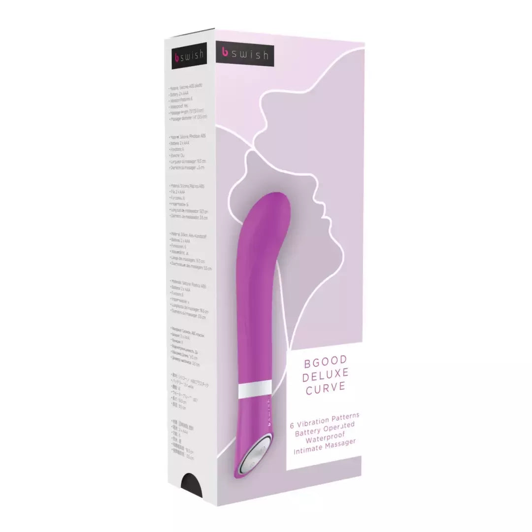 B Swish Bgood Deluxe Curve Violet – ergonomiškas silikoninis masažuoklis 19,3 cm