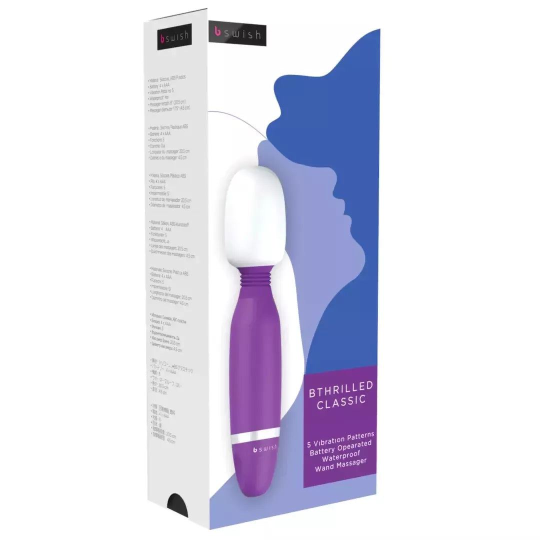 B Swish Bthrilled Classic lazdelės tipo vibratorius, violetinis, 20cm – 5 režimai