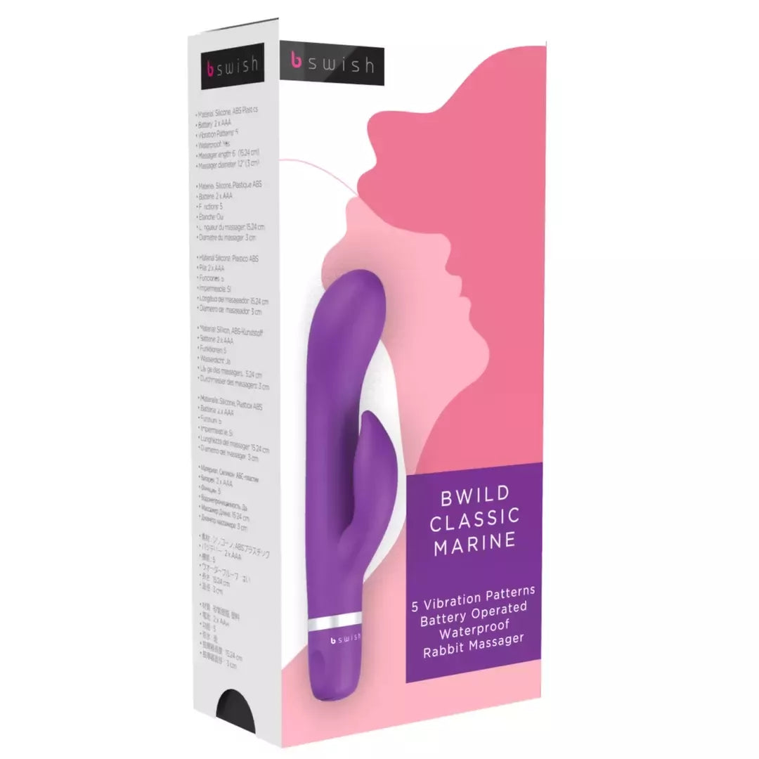 B Swish Bwild Classic Marine Intimate Device violetinis, 15,2 cm, dvigubas variklis