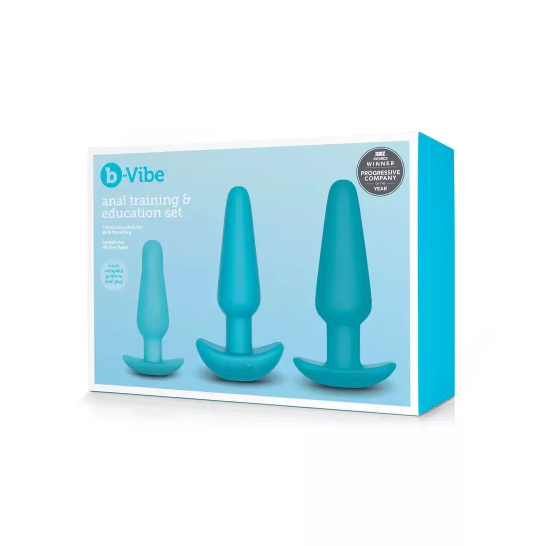 b-Vibe Anal Training & Education Set Blue - 7 dalių silikoninis rinkinys