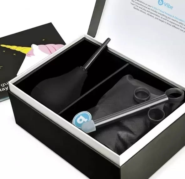 b-Vibe analinio lavinimo rinkinys, juodas – 7 dalių silikoninis komplektas su krepšiu