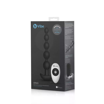b-Vibe Cinco Black – nuotoliniu būdu valdoma lanksti silikoninių rutuliukų sistema