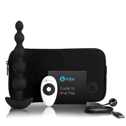 b-Vibe Cinco Black – nuotoliniu būdu valdoma lanksti silikoninių rutuliukų sistema