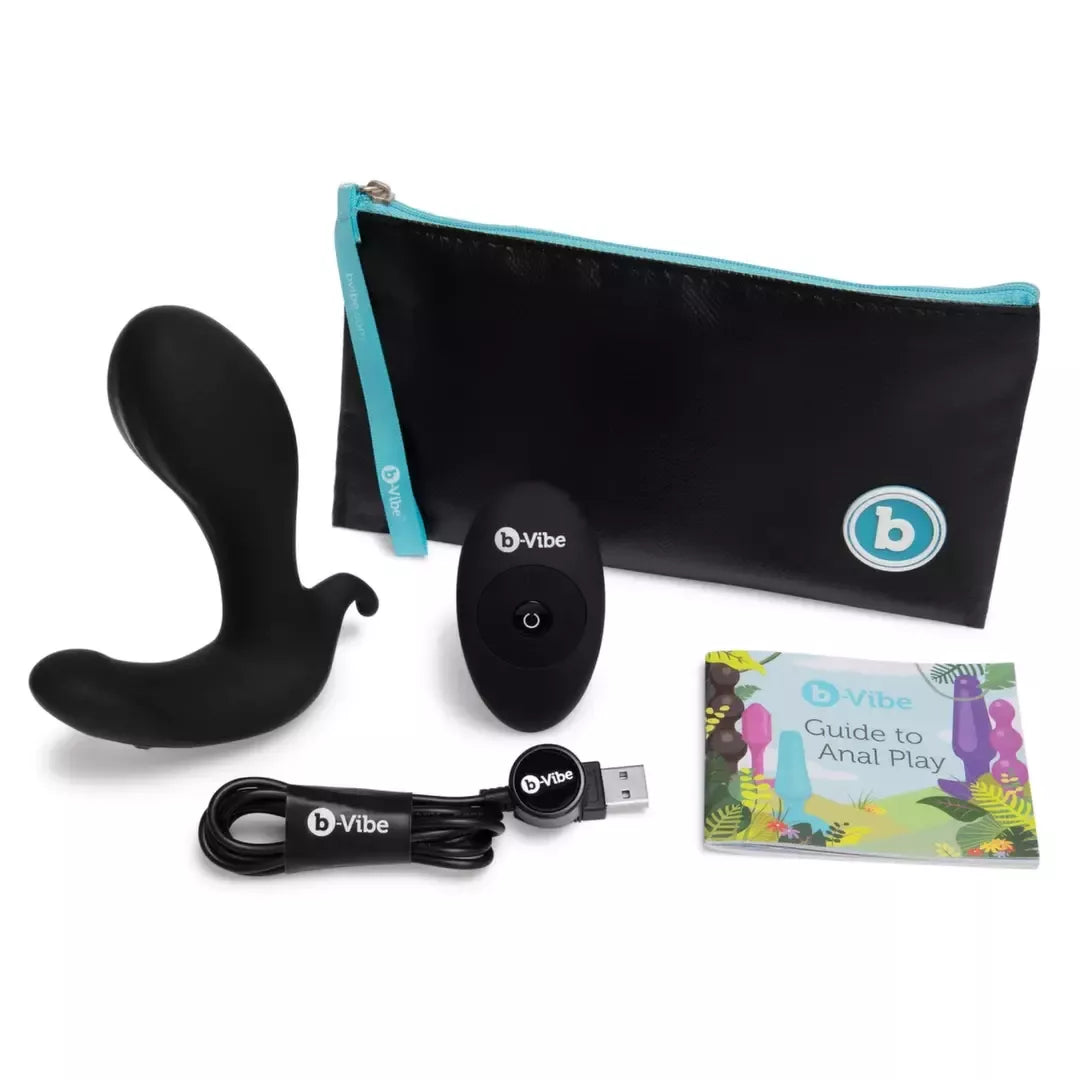 b-Vibe Expand Plug nuotoliniu būdu valdomas lankstus analinis žaislas, juodas