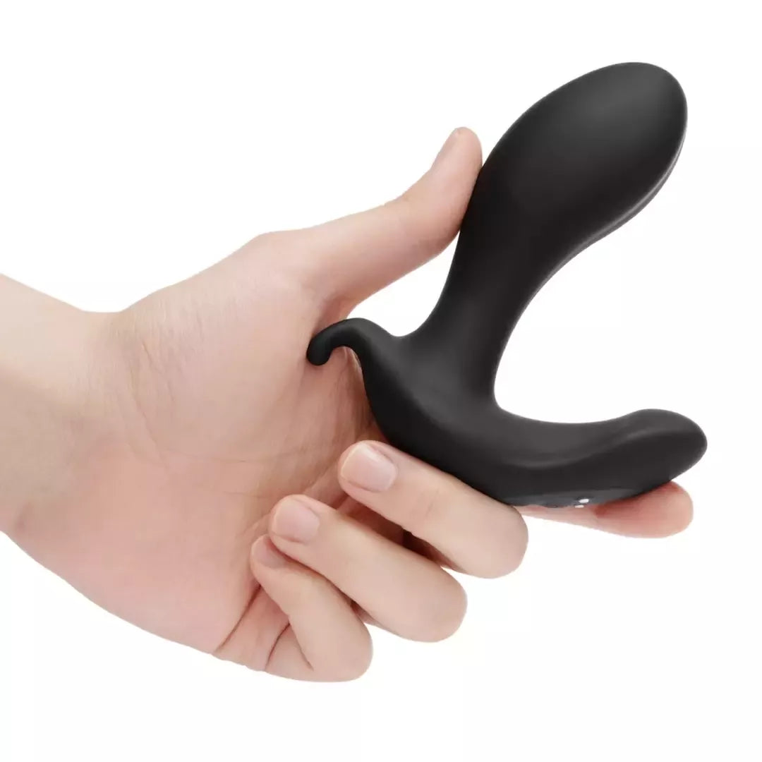 b-Vibe Expand Plug nuotoliniu būdu valdomas lankstus analinis žaislas, juodas