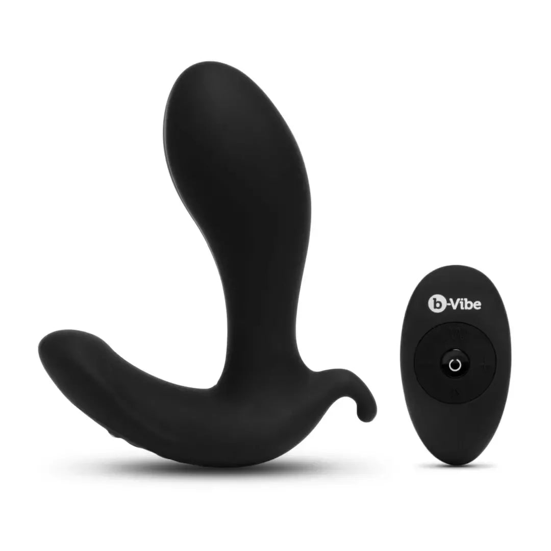 b-Vibe Expand Plug nuotoliniu būdu valdomas lankstus analinis žaislas, juodas
