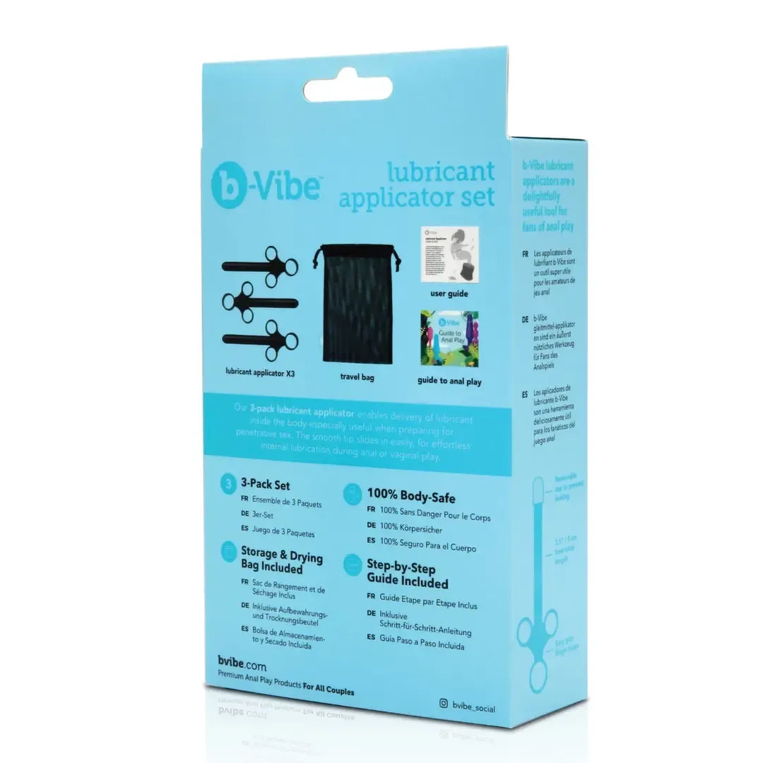 b-Vibe lubrikanto aplikatorių rinkinys, 3 vnt., su laikymo maišeliu ir instrukcijomis