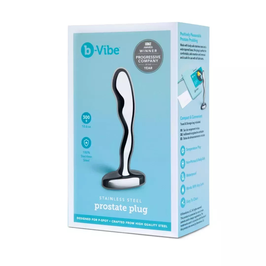 b-Vibe nerūdijančio plieno prostatos kamštis Medium – ergonomiškas dizainas, 240g