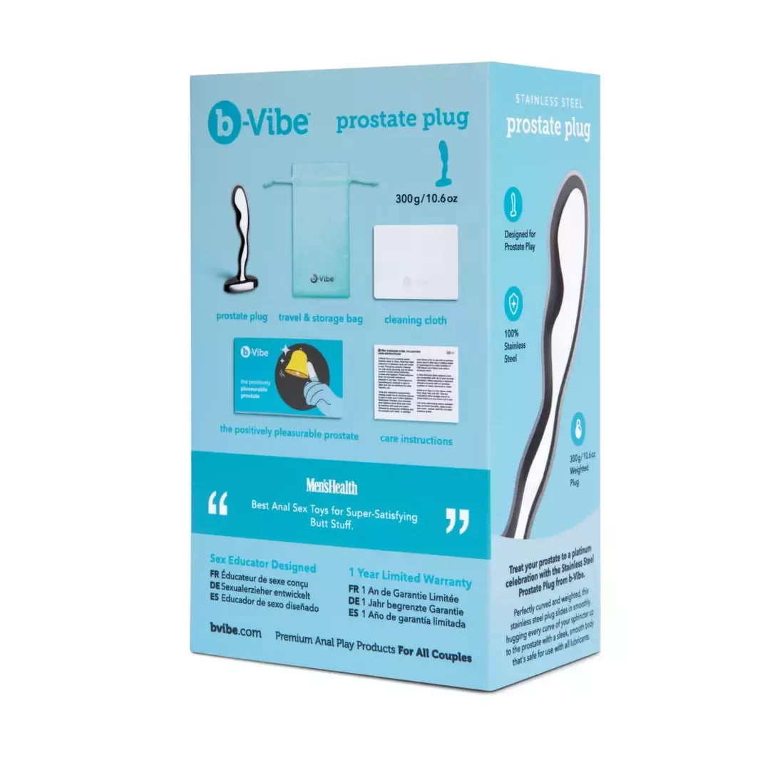 b-Vibe nerūdijančio plieno prostatos kamštis Medium – ergonomiškas dizainas, 240g