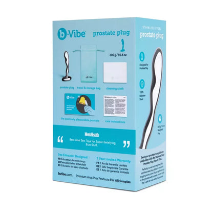 b-Vibe nerūdijančio plieno prostatos kamštis Medium – ergonomiškas dizainas, 240g