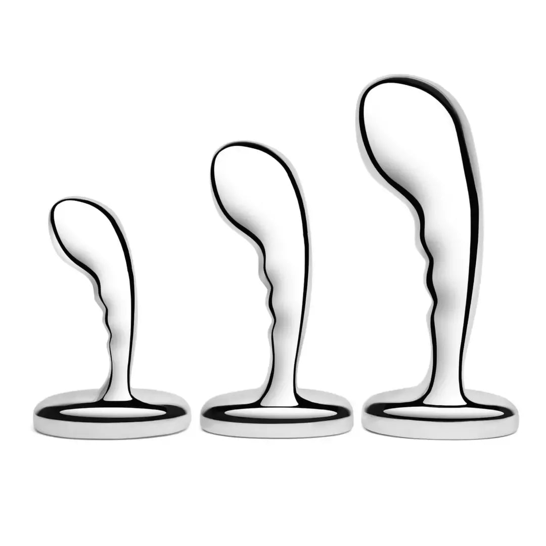 B-Vibe nerūdijančio plieno treniruočių rinkinys – 3 dalių prostatos stimuliatorių komplektas