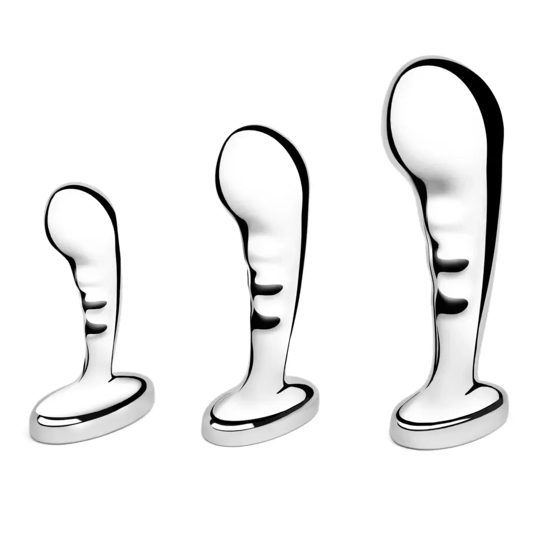 B-Vibe nerūdijančio plieno treniruočių rinkinys – 3 dalių prostatos stimuliatorių komplektas