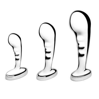 B-Vibe nerūdijančio plieno treniruočių rinkinys – 3 dalių prostatos stimuliatorių komplektas
