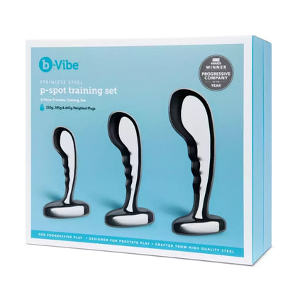 B-Vibe nerūdijančio plieno treniruočių rinkinys – 3 dalių prostatos stimuliatorių komplektas