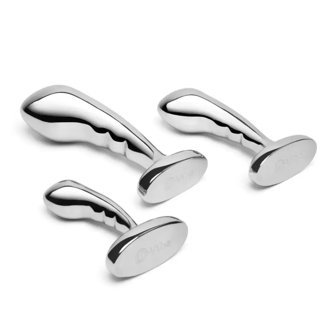B-Vibe nerūdijančio plieno treniruočių rinkinys – 3 dalių prostatos stimuliatorių komplektas