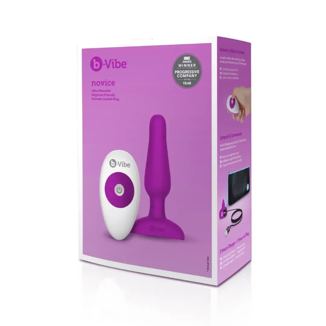 b-Vibe Novice Plug Fuchsia - Kompaktiškas silikoninis vibruojantis analinis kaištis 10,2 cm