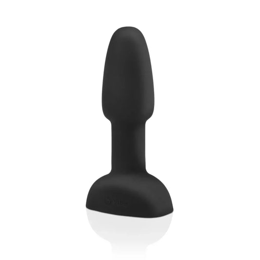b-Vibe Rimming Petite Black intymus besisukantis kamštis 12,5 cm su nuotolinio valdymo pultu
