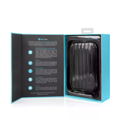 b-Vibe Rimming Petite Black intymus besisukantis kamštis 12,5 cm su nuotolinio valdymo pultu