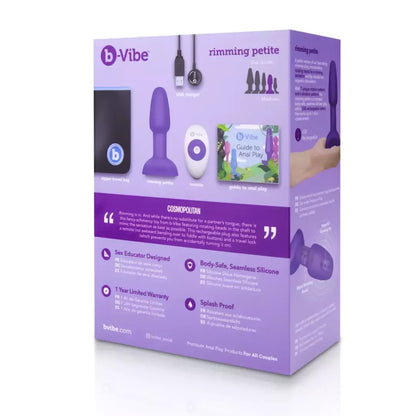 b-Vibe Rimming Petite Plug Purple – kompaktiškas vibruojantis silikoninis modelis