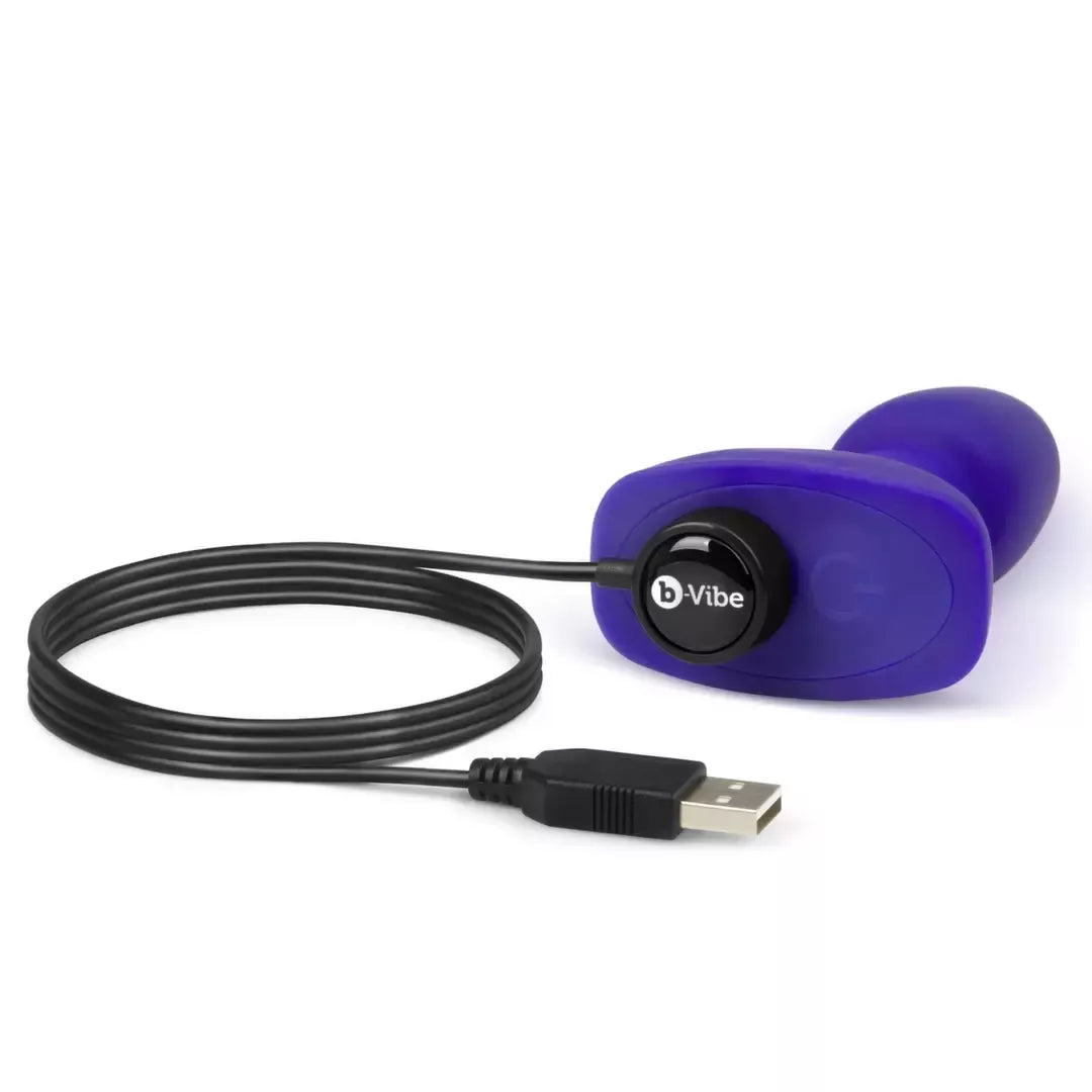 b-Vibe Rimming Petite Plug Purple – kompaktiškas vibruojantis silikoninis modelis