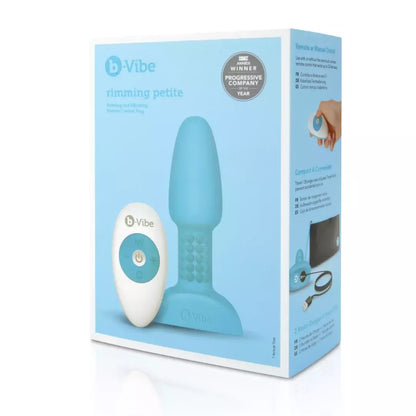 b-Vibe Rimming Petite Plug Teal – kompaktiška besisukanti ir vibruojanti sistema