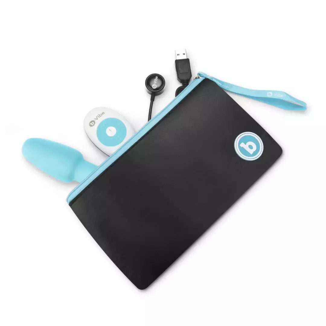 b-Vibe Rimming Petite Plug Teal – kompaktiška besisukanti ir vibruojanti sistema