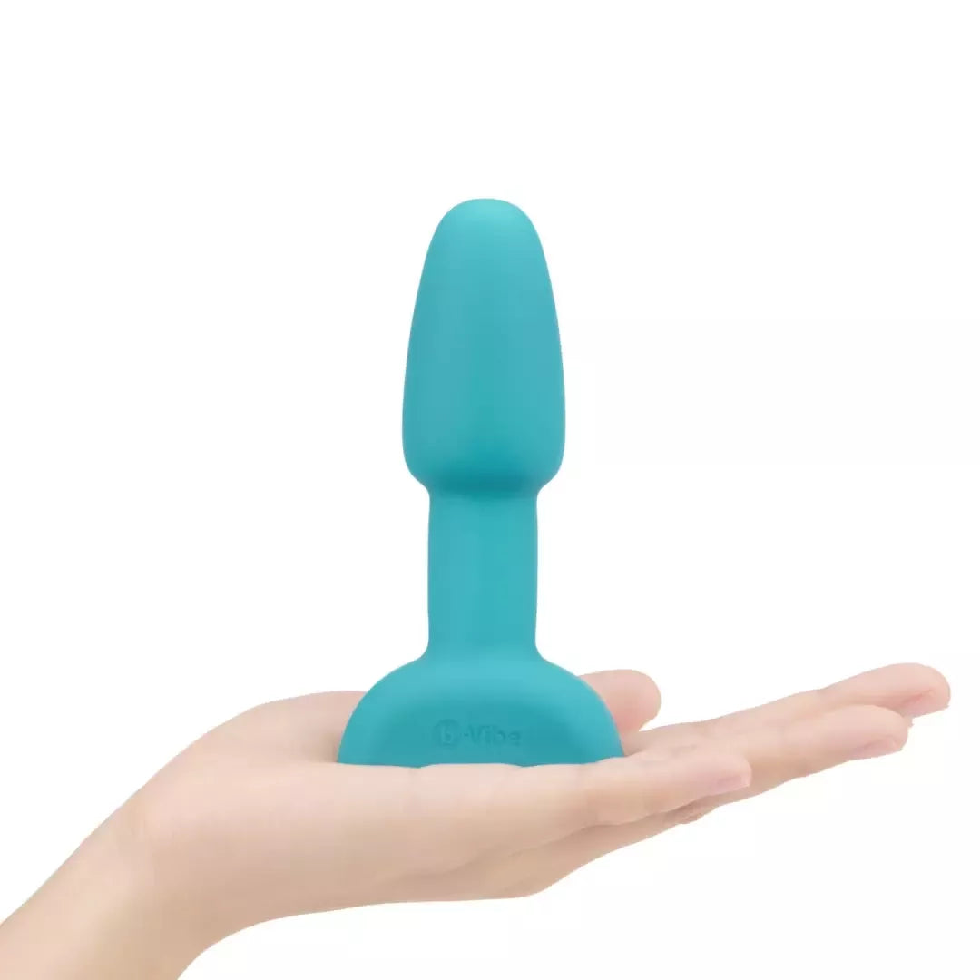 b-Vibe Rimming Petite Plug Teal – kompaktiška besisukanti ir vibruojanti sistema