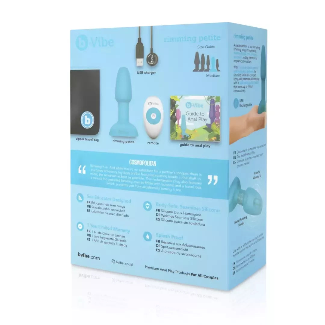 b-Vibe Rimming Petite Plug Teal – kompaktiška besisukanti ir vibruojanti sistema