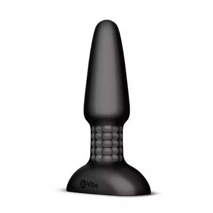 b-Vibe Rimming Plug 2 Black – besisukantys rutuliukai, vibruojantis antgalis, 15,2 cm