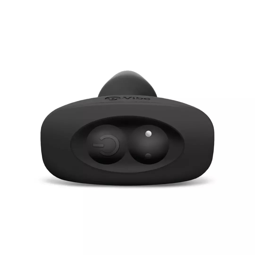 b-Vibe Rimming Plug 2 Black – besisukantys rutuliukai, vibruojantis antgalis, 15,2 cm