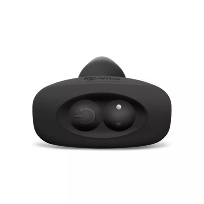 b-Vibe Rimming Plug 2 Black – besisukantys rutuliukai, vibruojantis antgalis, 15,2 cm