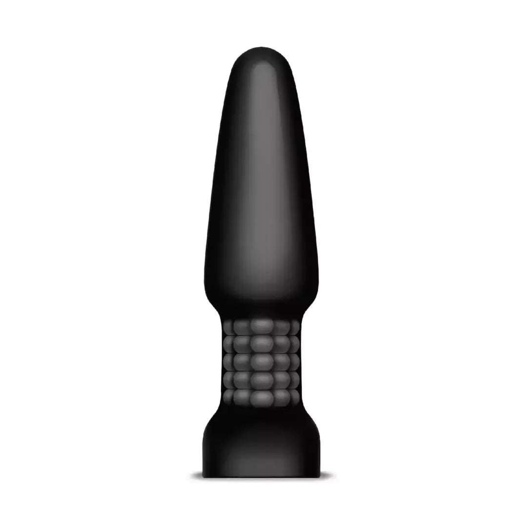 b-Vibe Rimming Plug 2 Black – besisukantys rutuliukai, vibruojantis antgalis, 15,2 cm