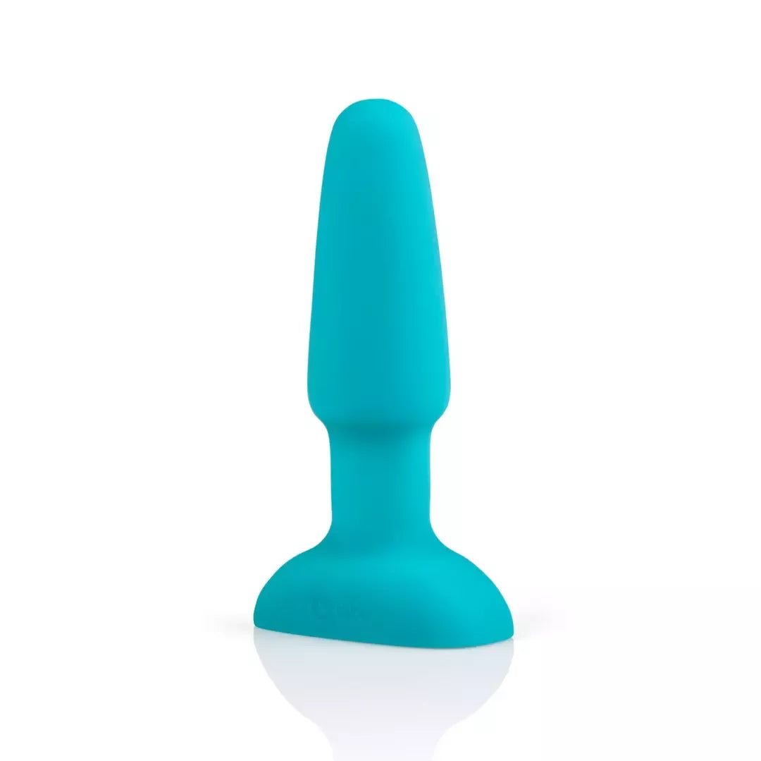 b-Vibe Rimming Plug 2 Teal – besisukantys karoliukai ir nuotolinis valdymas, 15,2 cm silikoninis