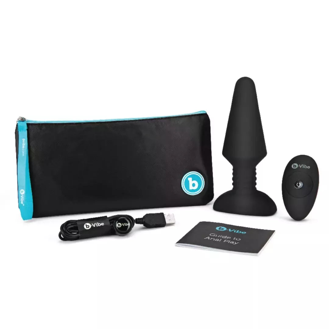 b-Vibe Rimming Plug XL Black – pažangus intymus prietaisas su besisukančiais rutuliukais