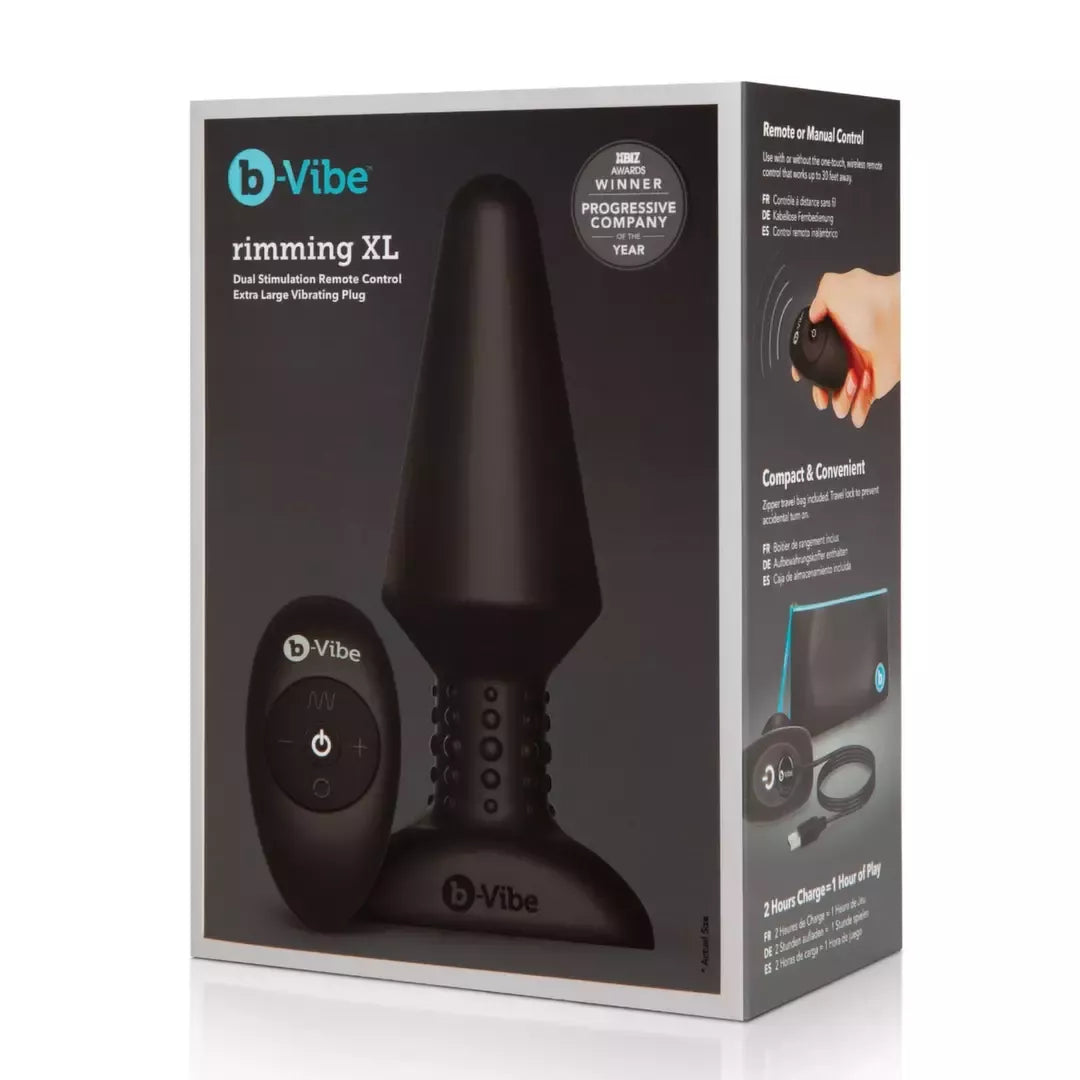 b-Vibe Rimming Plug XL Black – pažangus intymus prietaisas su besisukančiais rutuliukais