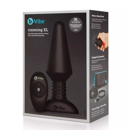 b-Vibe Rimming Plug XL Black – pažangus intymus prietaisas su besisukančiais rutuliukais