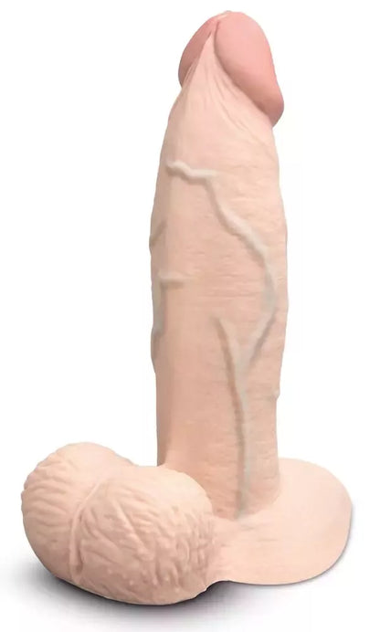 „b-Vibe Slipskin“ 17,8 cm silikoninis modelis su siurbtuku, „Cream“