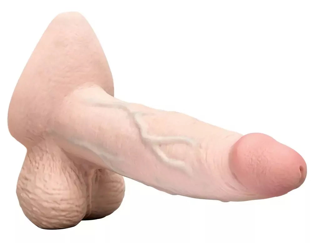 „b-Vibe Slipskin“ 17,8 cm silikoninis modelis su siurbtuku, „Cream“