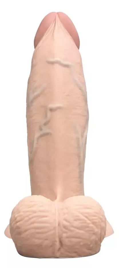 „b-Vibe Slipskin“ 17,8 cm silikoninis modelis su siurbtuku, „Cream“