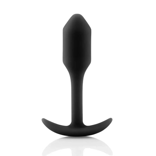 b-Vibe Snug Plug 1 Black – kompaktiškas, svorį turintis silikoninis intymus kaištis