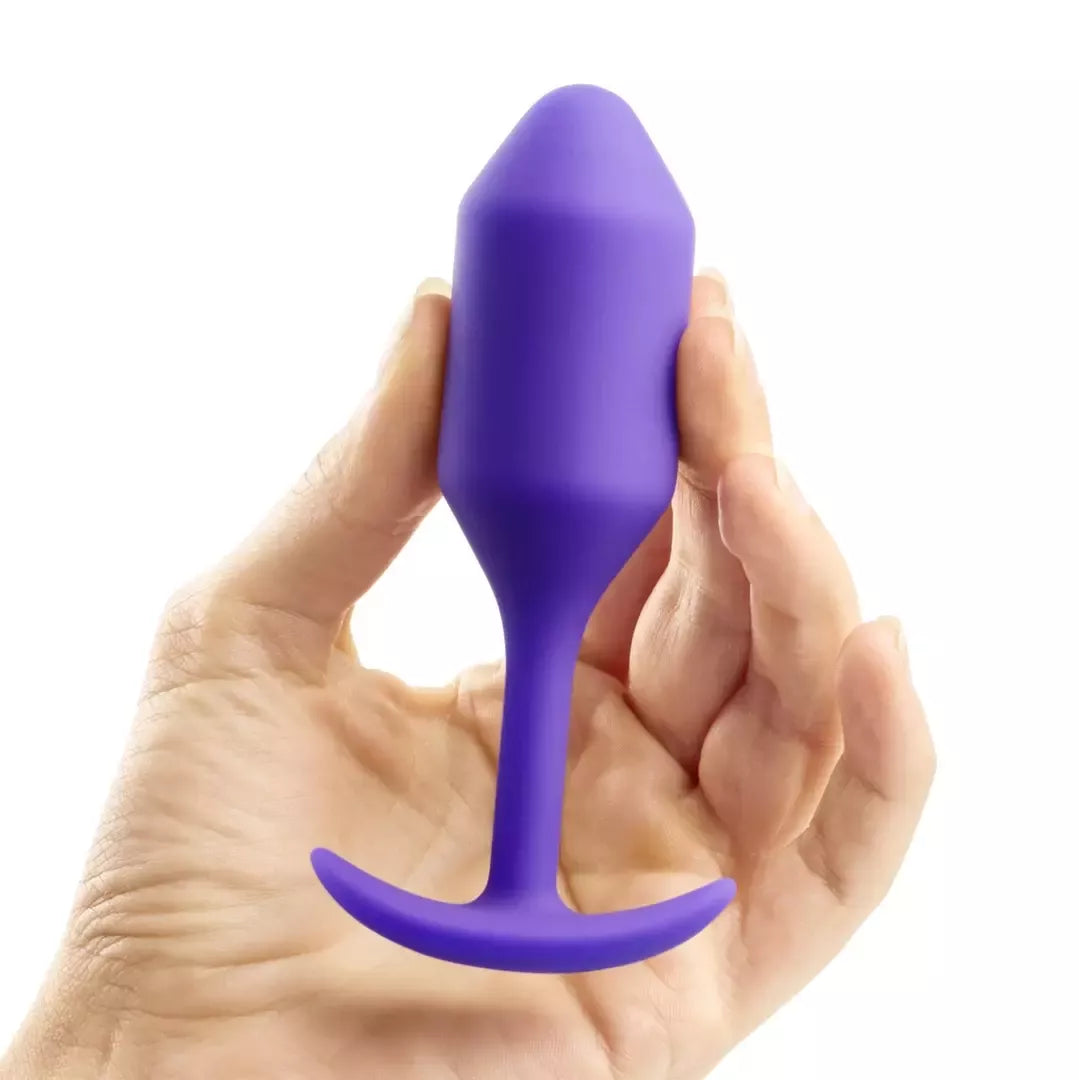 b-Vibe Snug Plug 2 pasunkintas silikoninis modelis 114g violetinis 3x11.4cm