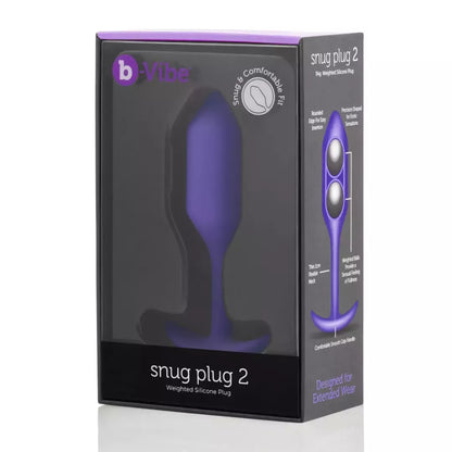 b-Vibe Snug Plug 2 pasunkintas silikoninis modelis 114g violetinis 3x11.4cm