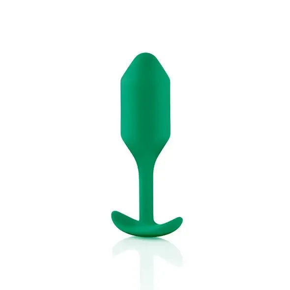 b-Vibe Snug Plug 2 žalias pasunkintas silikoninis intymus treniruoklis 114g 3x11.4cm