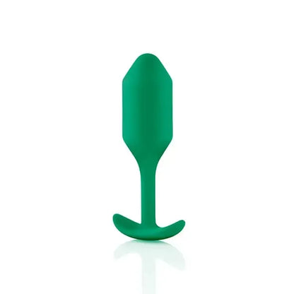 b-Vibe Snug Plug 2 žalias pasunkintas silikoninis intymus treniruoklis 114g 3x11.4cm