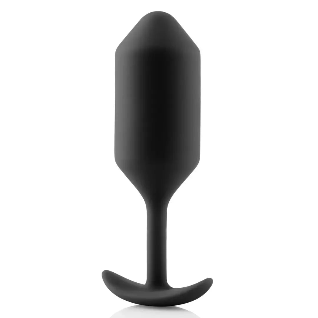 B-Vibe Snug Plug 3 juodos spalvos analinis kamštis su svoriu, silikoninis, 180g, 3,6x12,7 cm