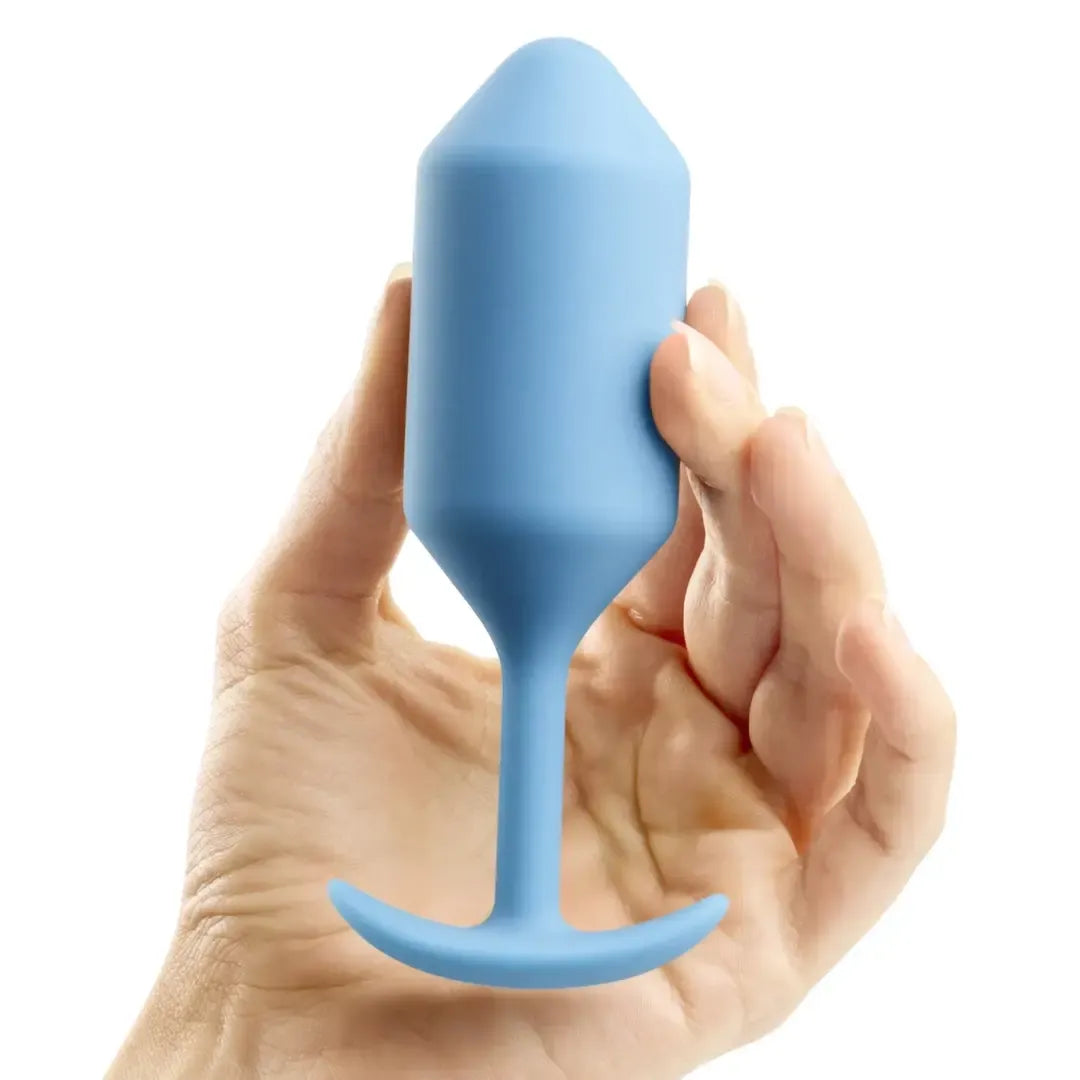 b-Vibe Snug Plug 3 pasunkintas silikoninis analinis kaištis, žalsvai melsvas, 12,7 cm