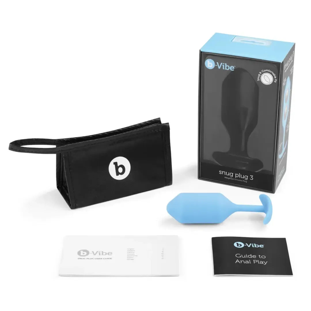 b-Vibe Snug Plug 3 pasunkintas silikoninis analinis kaištis, žalsvai melsvas, 12,7 cm