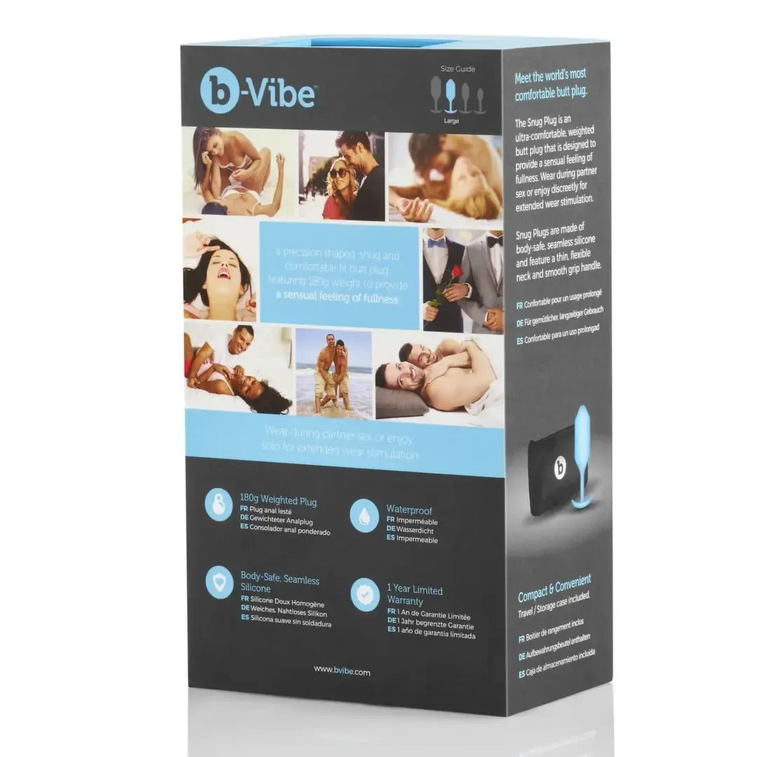 b-Vibe Snug Plug 3 pasunkintas silikoninis analinis kaištis, žalsvai melsvas, 12,7 cm