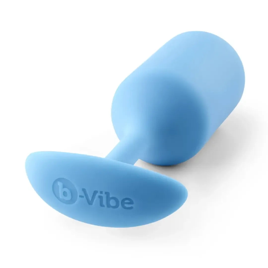b-Vibe Snug Plug 3 pasunkintas silikoninis analinis kaištis, žalsvai melsvas, 12,7 cm